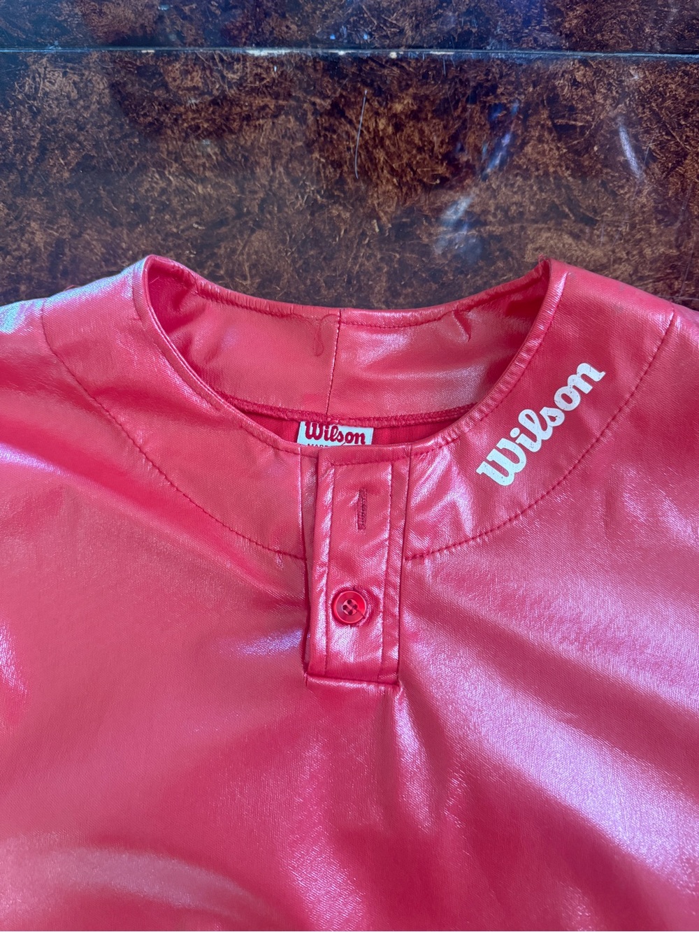 Wilson Red Shiny Round-Neck Top with Logo